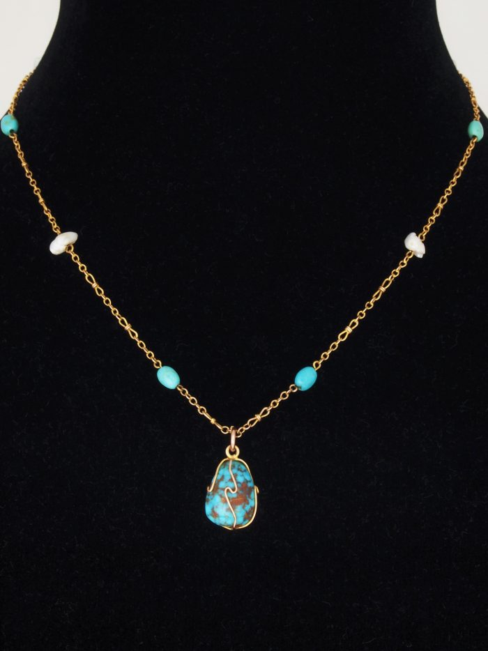 Gold Turquoise And Pearl Necklace By Murrle Bennett Nouveau Deco Arts