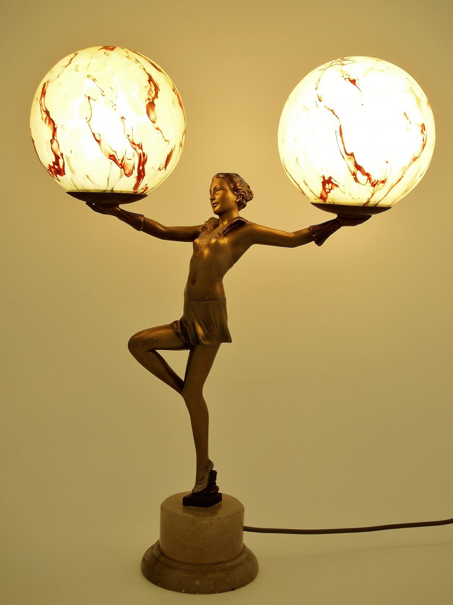 Art Deco Twin-Lamp Lady* - Nouveau Deco Arts