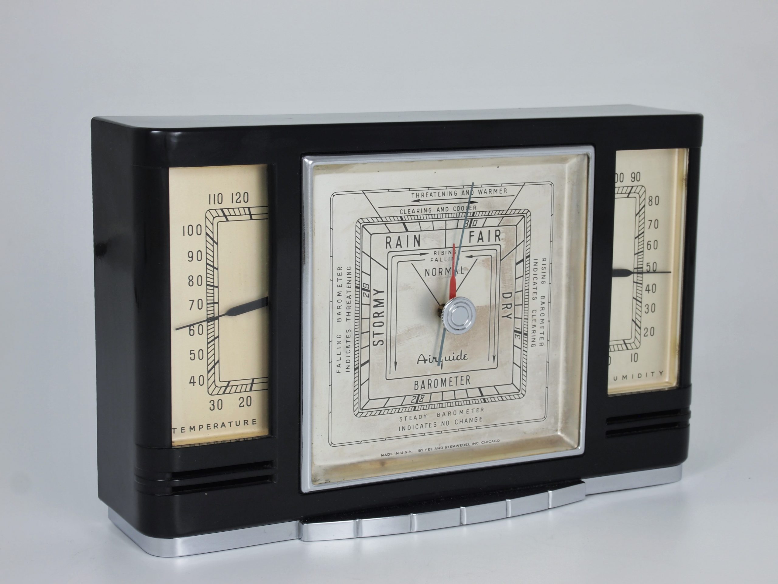 Art Deco Wall Thermometer, West O Therm, Streamline Modern, Wood - Ruby Lane