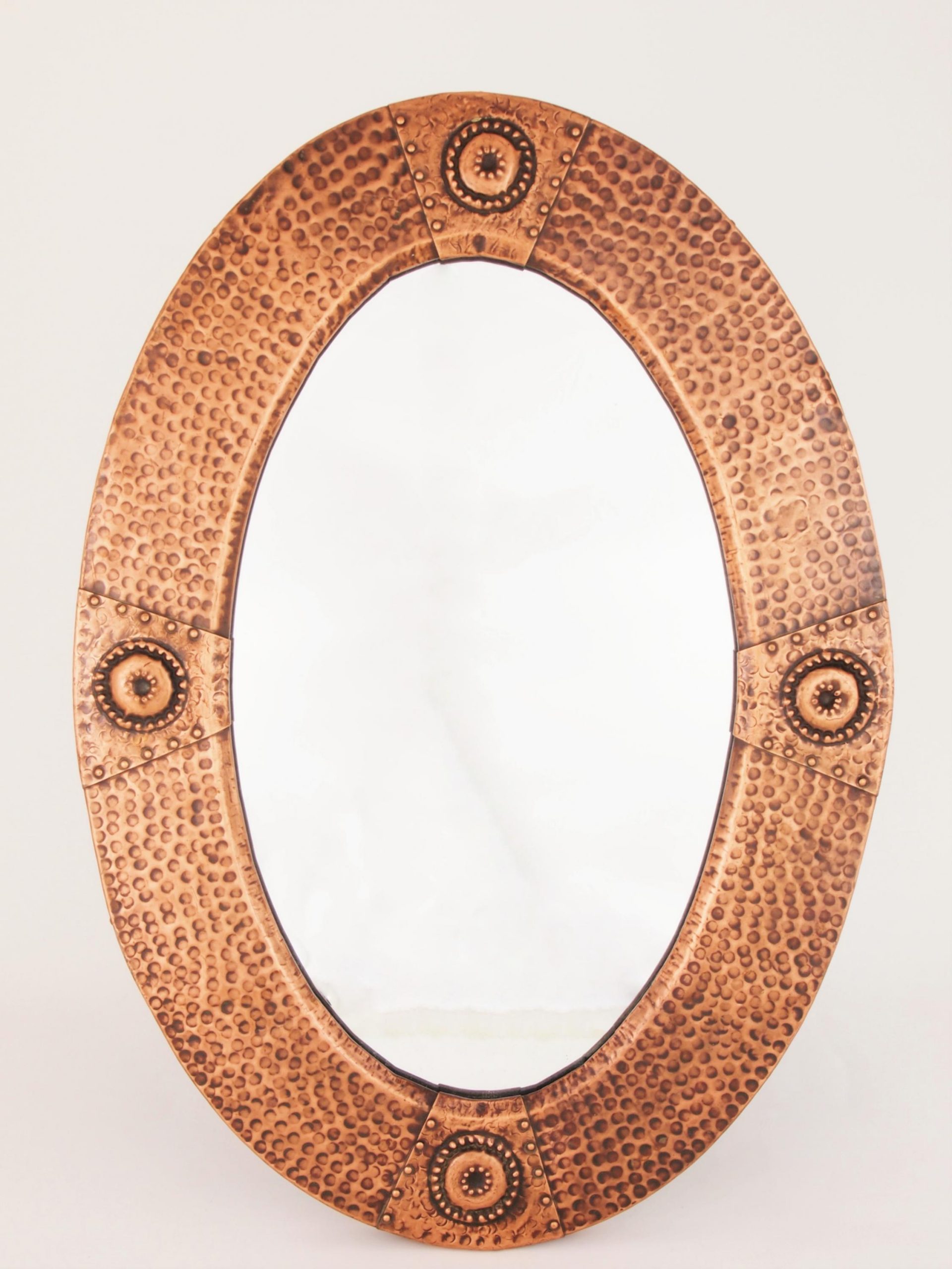 Oval shape Handmade red copper flat metal Moroccan Mirror -  Portugal