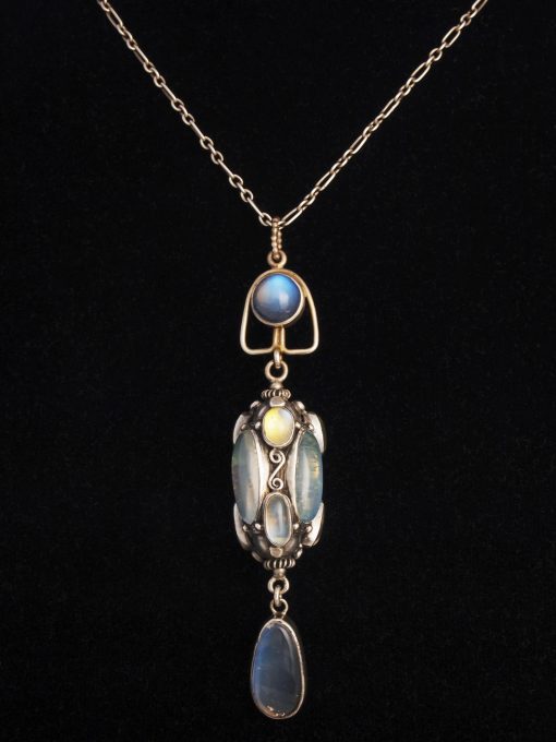 Arts & Crafts Silver and Moonstone Pendant Necklace* - Nouveau Deco Arts