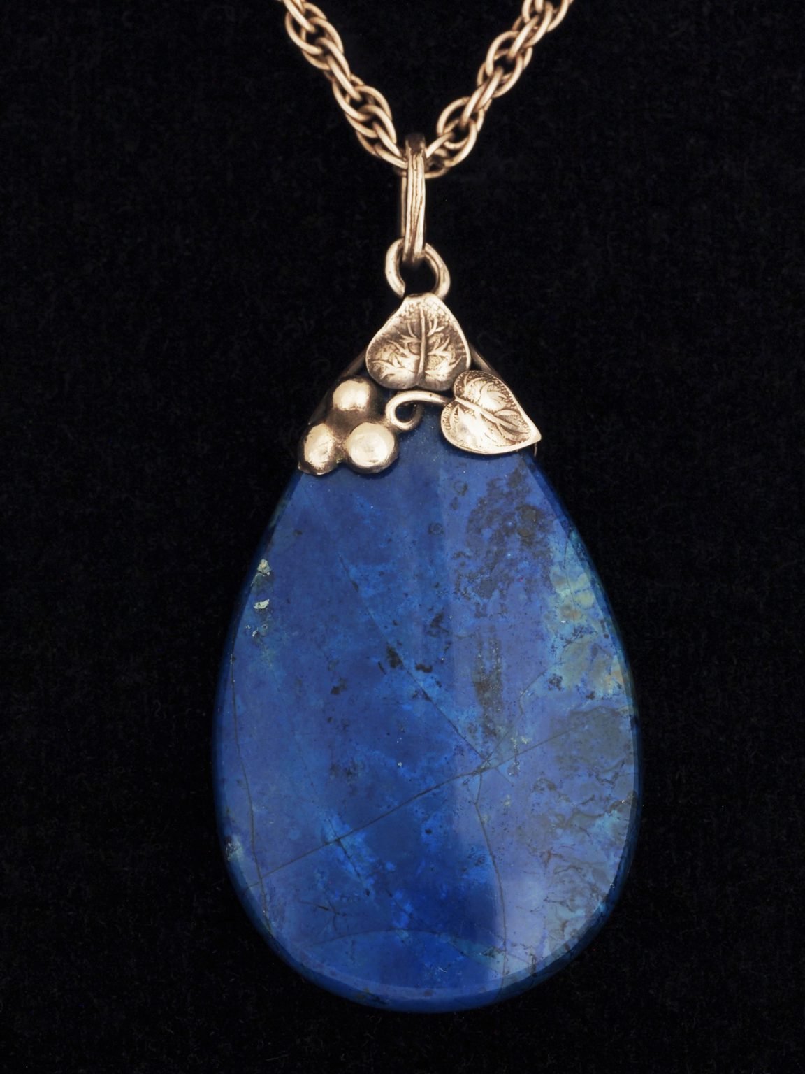 Silver and Swiss Lapis Pendant - Nouveau Deco Arts